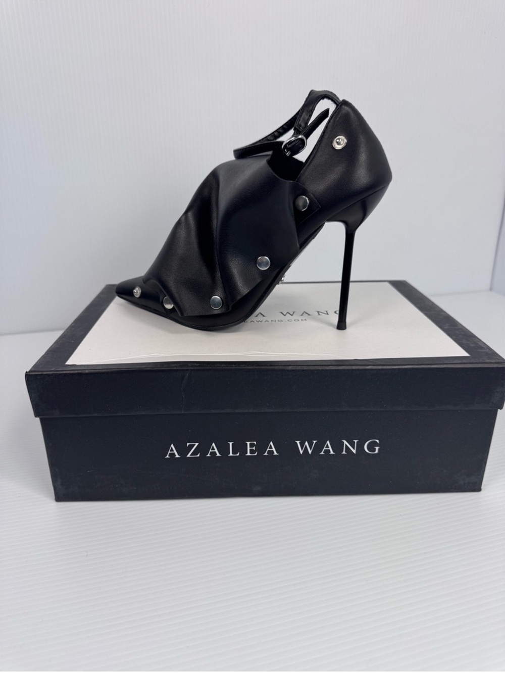 Azalea Wang Imogale Black Studded Draped Stilettos